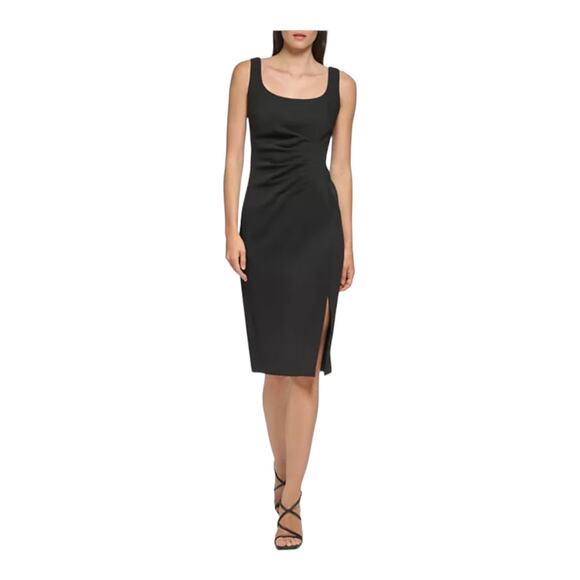 Karl Lagerfeld Paris Dress crepe scuba sheath black size 6 - Picture 1 of 7